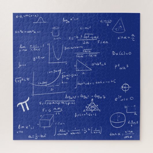 Puzzle Formules Mathématiques Équations Bleu et Blanc (Vertical)