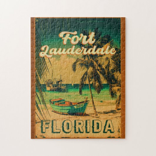 Puzzle Fort Lauderdale Florida Beach Retro Tropical 60s (Vertical)