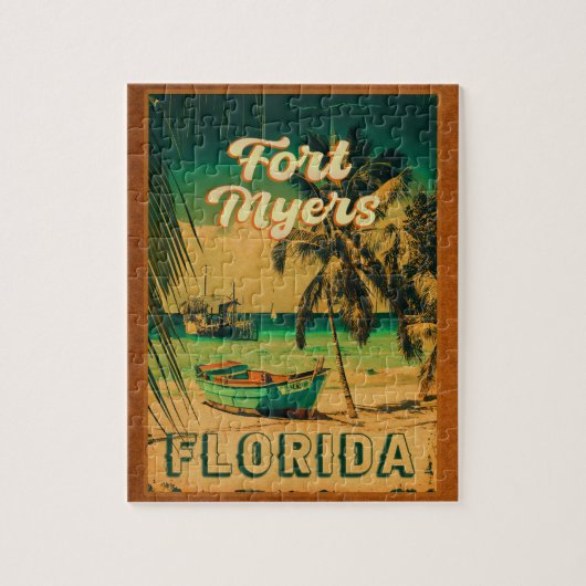Puzzle Fort Myers Beach Retro Floride Retro Souvenir 80s (Vertical)