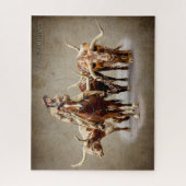 Puzzle Fort Worth Cattle Drive sur la sépia texturée (Vertical)