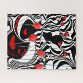 Puzzle Fou, Noir, Blanc, Rouge, Jazz Moderne (Horizontal)