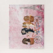 Puzzle Four Cavalier King Charles Spaniels Riding a Bike (Vertical)