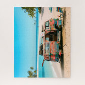 Puzzle Fourgon Thème Retraite sur Plage Tropicale (Vertical)