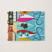 Puzzle Fourgons hippies surfants sans valeur de plage de (Horizontal)