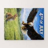 Puzzle Fourth of July, patriotic eagle and bunny jigsaw p (Horizontal)