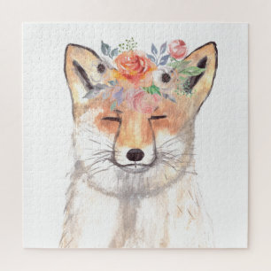 Puzzle Fox aquarelle Orange Brown Wildlife Art Animal
