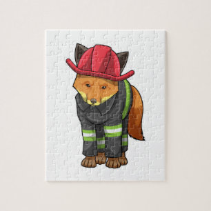 Puzzle Fox as Firefighter avec Helmet