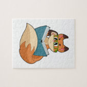 Puzzle Fox as nerd with Book & Glasses (Horizontal)