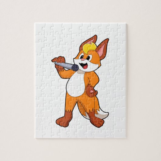Puzzle Fox as Singer with Microphone (Vertical)