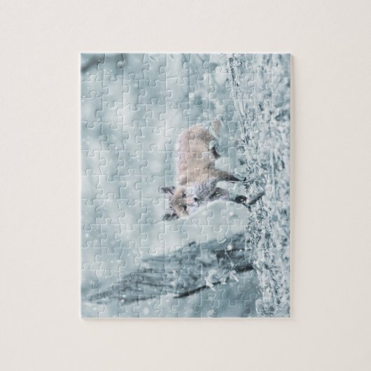 Puzzle Fox Cub in the Snow (Vertical)