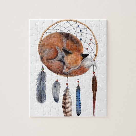 Puzzle Fox rouge dormant sur Dreamcatcher (Vertical)