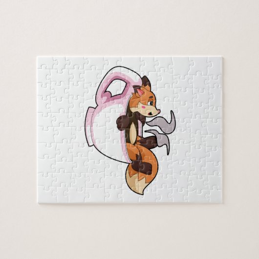 Puzzle Fox with Coffee (Horizontal)