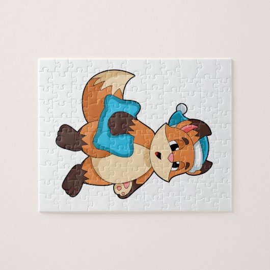 Puzzle Fox with Nightcap (Horizontal)