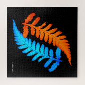 Puzzle Foyer bleu électrique orange japonais peint fougèr (Horizontal)