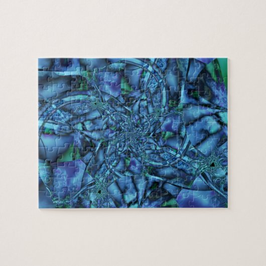 Puzzle Fractable avec forme géométrique bleue et verte (Horizontal)