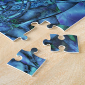 Puzzle Fractable avec forme géométrique bleue et verte (Côté)