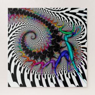 Puzzle Fractale arc-en-ciel noir blanc Abstrait