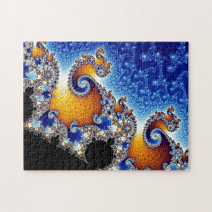 Puzzle Fractale en spirale bleue de Mandelbrot double