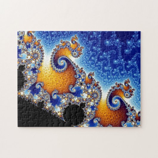 Puzzle Fractale en spirale bleue de Mandelbrot double (Horizontal)
