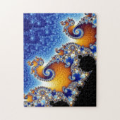 Puzzle Fractale en spirale bleue de Mandelbrot double (Vertical)
