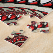 Puzzle Fractale en spirale rouge et noire (Côté)