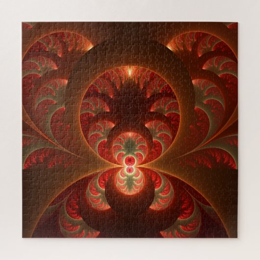 Puzzle Fractale orange rouge moderne abstraite lumineuse (Vertical)