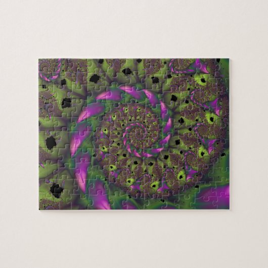 Puzzle Fractée avec des formes violet vert et rose pétale (Horizontal)