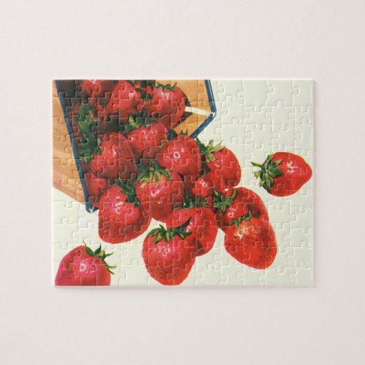 Puzzle Fraises anciennes dans un panier, nourriture fruit (Horizontal)