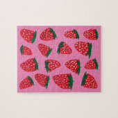 Puzzle Fraises d'été bio rouge sur arrière - plan rose (Horizontal)
