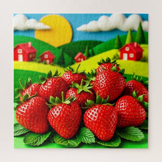 Puzzle Fraises fraîches exposées sur Greenfield (Vertical)