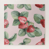 Puzzle Fraises mûres d'été : Aquarelle rose (Horizontal)