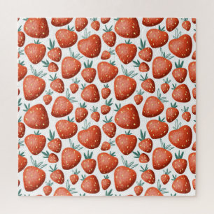 Puzzle Fraises rouges Arrière - plan blanc sans joint