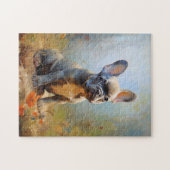 Puzzle Français Bulldog gris chiot portrait coucher de so (Horizontal)