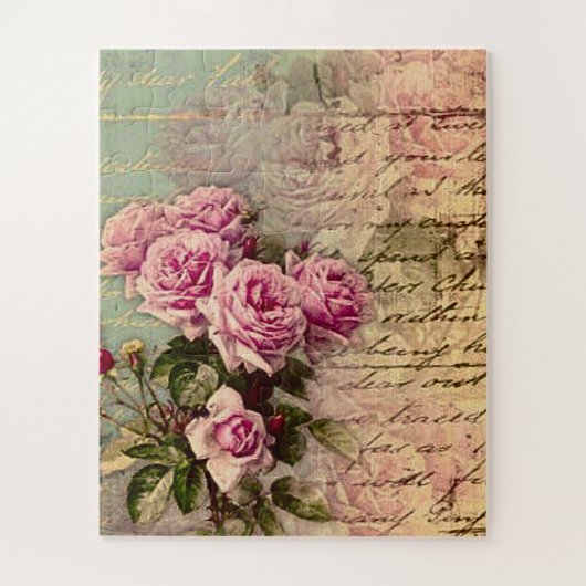 Puzzle francais chic, shabby chic, roses roses roses, flo (Vertical)