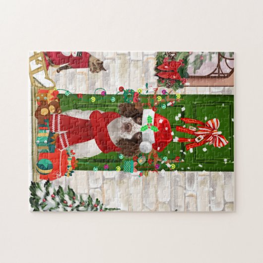 Puzzle Français Springer Spaniel Chien Noël (Horizontal)
