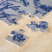 Puzzle Française toile de jouy bleu et blanc élégant (Côté)