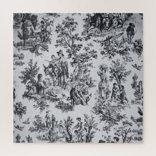 Puzzle Française toile de jouy noir et blanc élégant (Vertical)