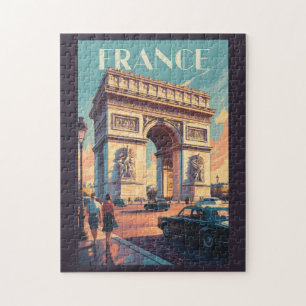 Puzzle France Arc de Triomphe Travel Art Vintage