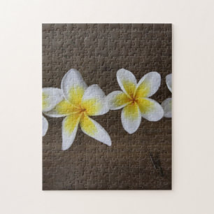 Puzzle Frangipaniers Plumeria sur Bois Rustique