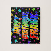 Puzzle "FRANK" Prénom, Amusant "HEUREUX ANNIVERSAIRE" (Vertical)