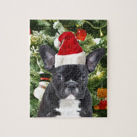Puzzle French Bulldog Arbre de Noël Ornements Snowman (Vertical)