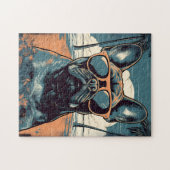 Puzzle French Bulldog avec lunettes de soleil sur une pla (Horizontal)