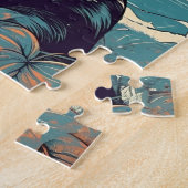 Puzzle French Bulldog avec lunettes de soleil sur une pla (Côté)