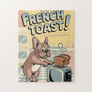 Puzzle French Bulldog Breakfast Cartoon Art