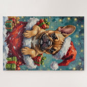 Puzzle French Bulldog Christmas Santa Bag Adventure (Horizontal)