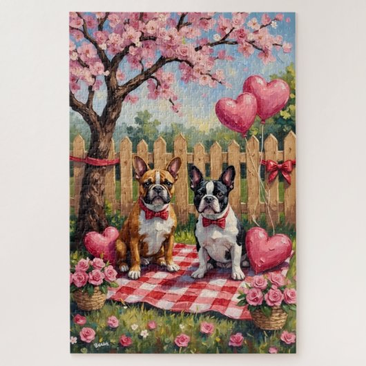 Puzzle French Bulldog Valentine’s Day Art (Vertical)