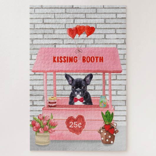 Puzzle French Bulldog Valentine's Day Kissing Booth (Vertical)