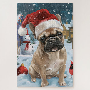 Puzzle French Bulldog Winter Wonderland Christmas Joie
