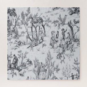 Puzzle French toile de jouy art élégant noir et blanc