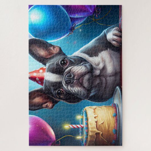 Puzzle Frenchie Birthday Bash : Un mignon Bulldog françai (Vertical)